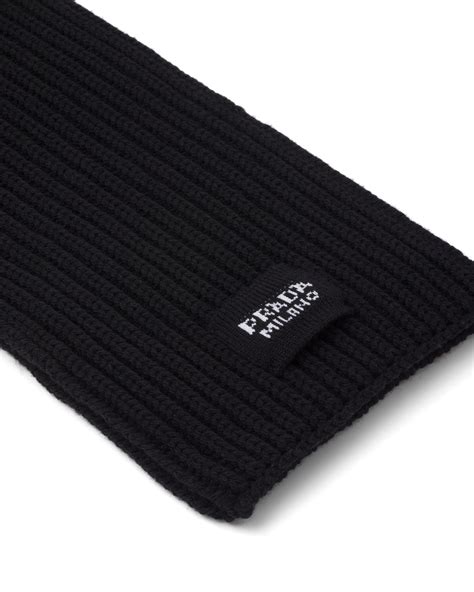 black prada scarf|Prada wool scarf.